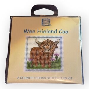 Textile Heritage Wee Hieland Coo Cow Cross Stitch Card Kit Scotland 2007 NOS